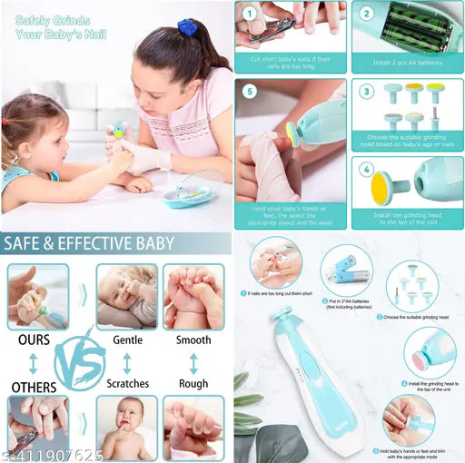 Baby Electric Nail Trimmer for New Born Baby with 6 Grinding Heads Automatic Kids Nail Grinder Set Safe Nail Trimmer Kit for Kids